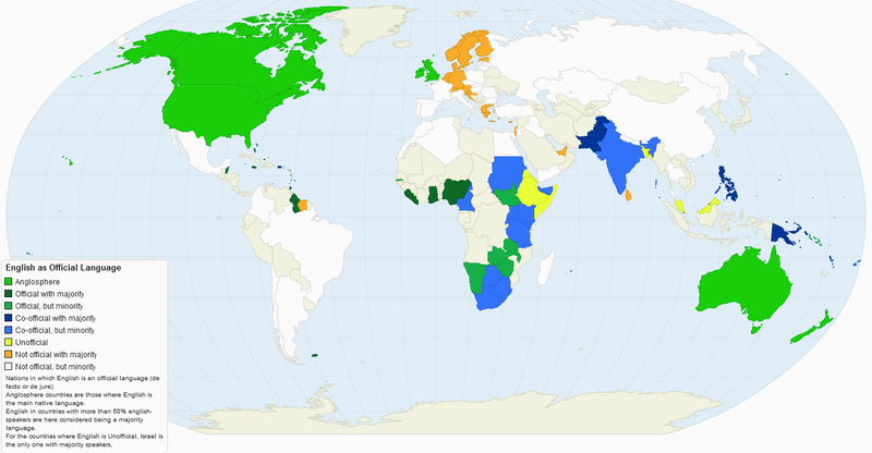 File:Countries with English as Official Language.png