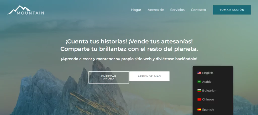 screenshot of translated page into Spanish using TranslatePress