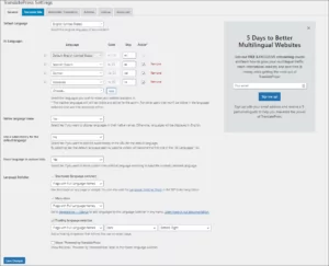 General tab from TranslatePress Settings