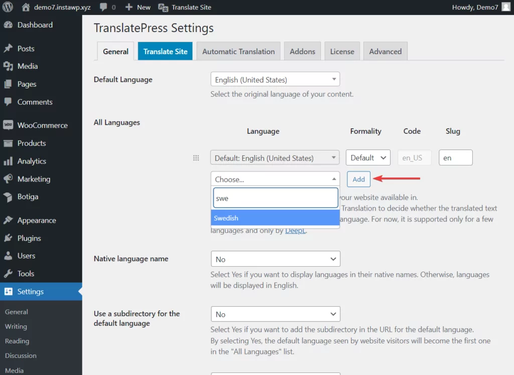 adding second language for translating homepage