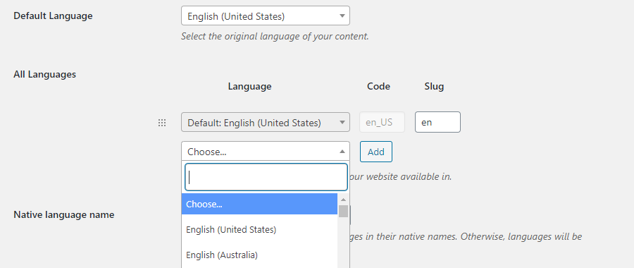 Adding a new language to your website.