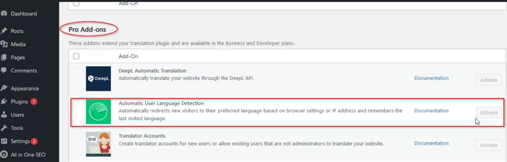 automatic user language detection addon translatepress