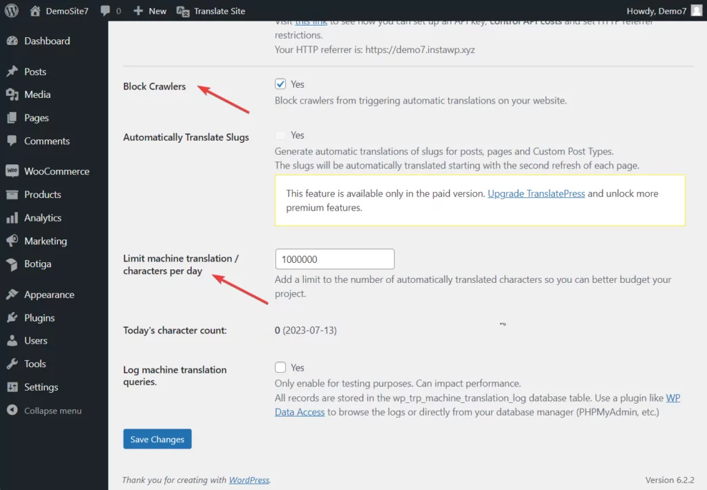 block crawlers limit machine translation translatepress