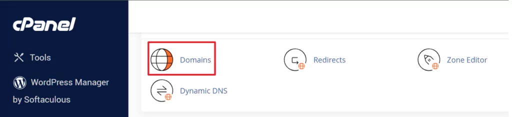 cPanel Domains section