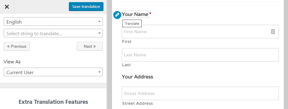 Translating a text string.