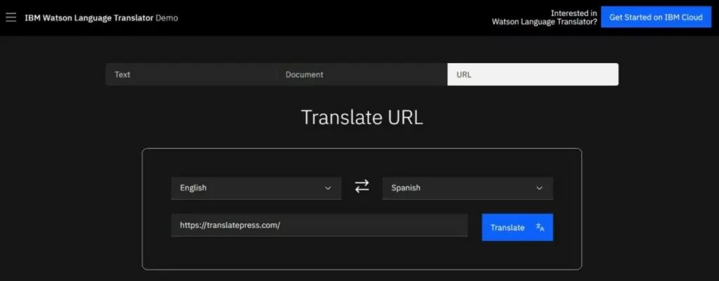 IBM Watson translate