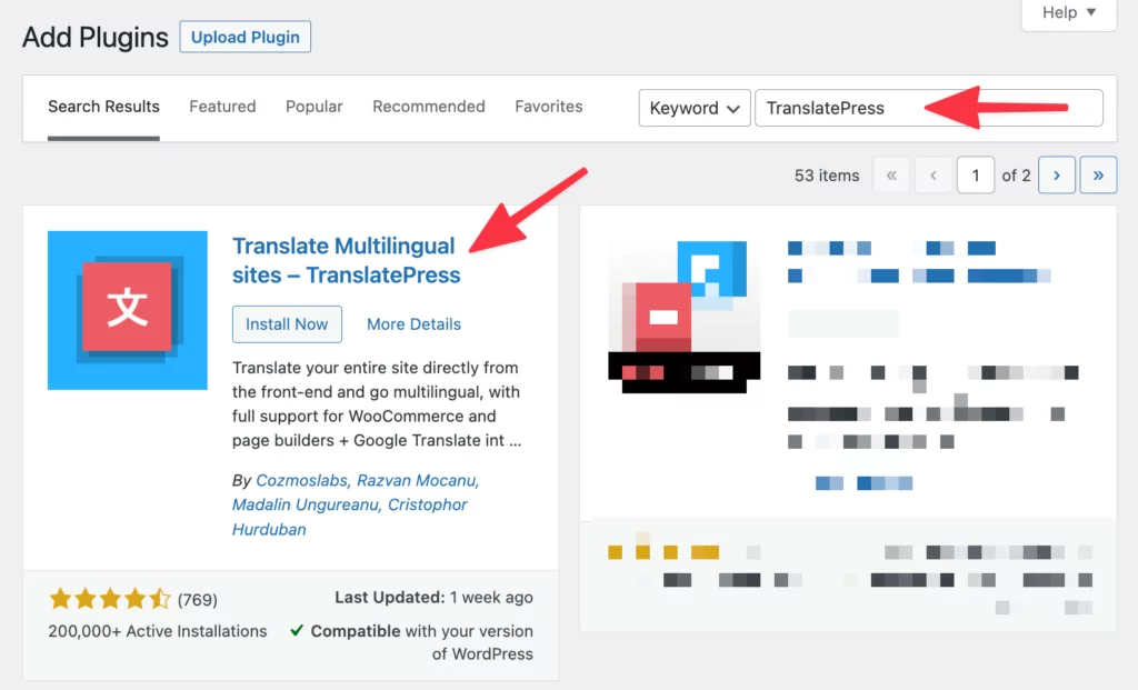 install TranslatePress