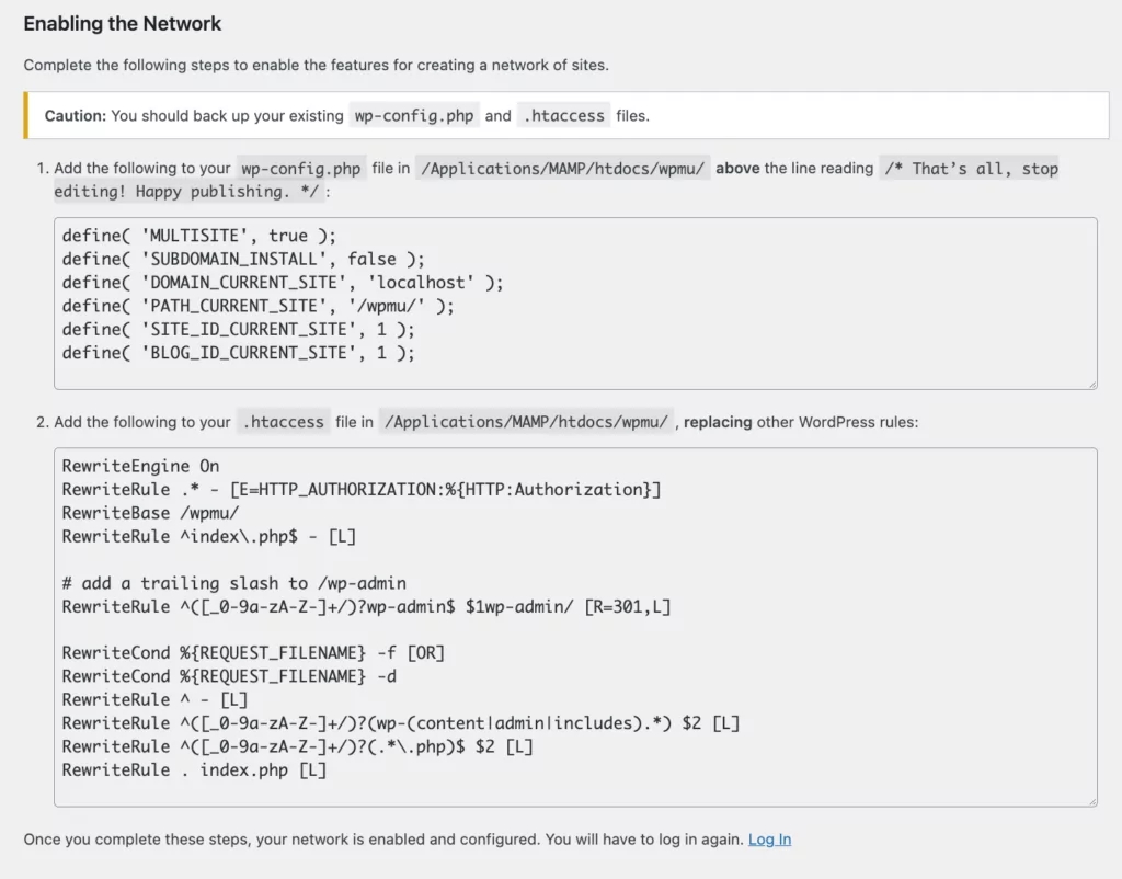 multisite config for WordPress multi language without plugin