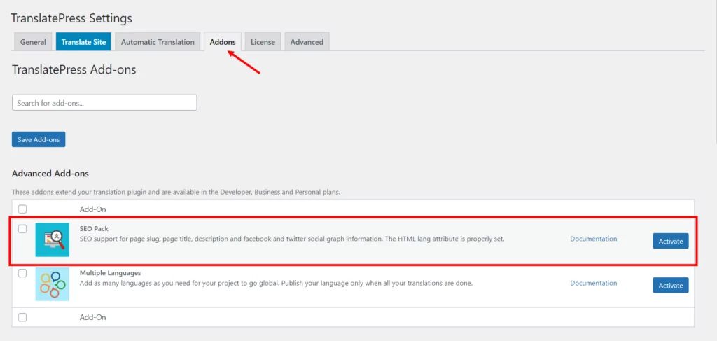 TranslatePress SEO Pack Add-on