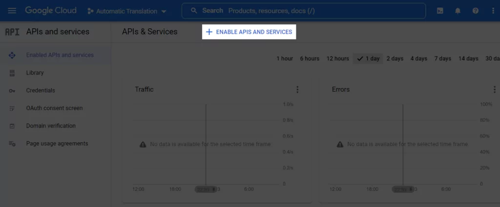 Enabling APIs and services