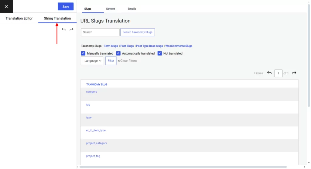 string translation interface woocomerce translatepress