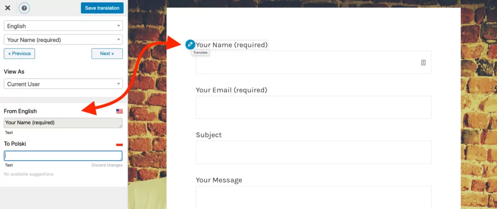 translate labels in WordPress multilingual forms