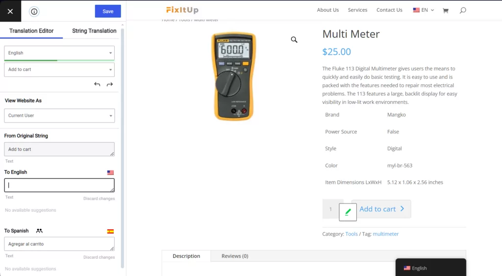 translate plugin strings from woocommerge green pencil icon