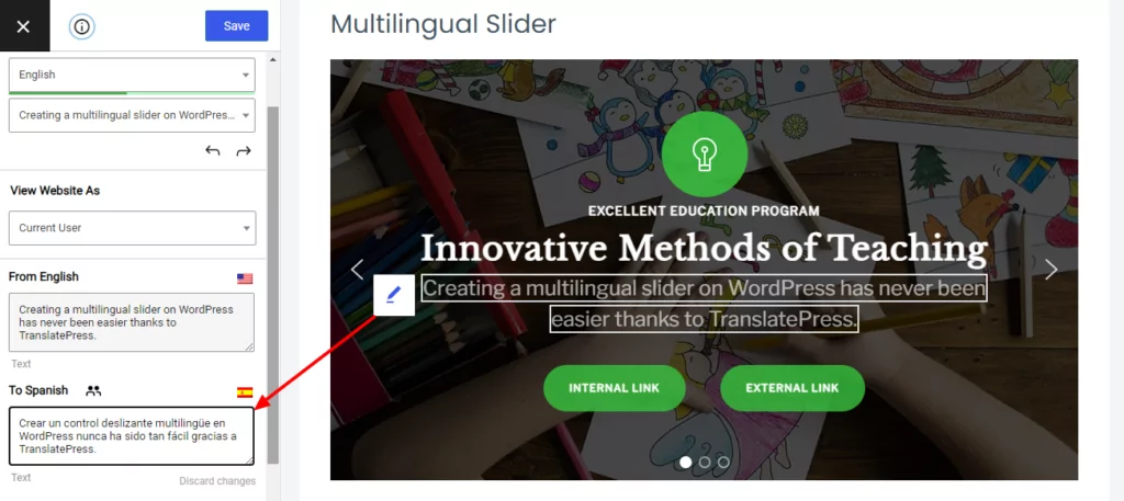 How to translate sliders in WordPress