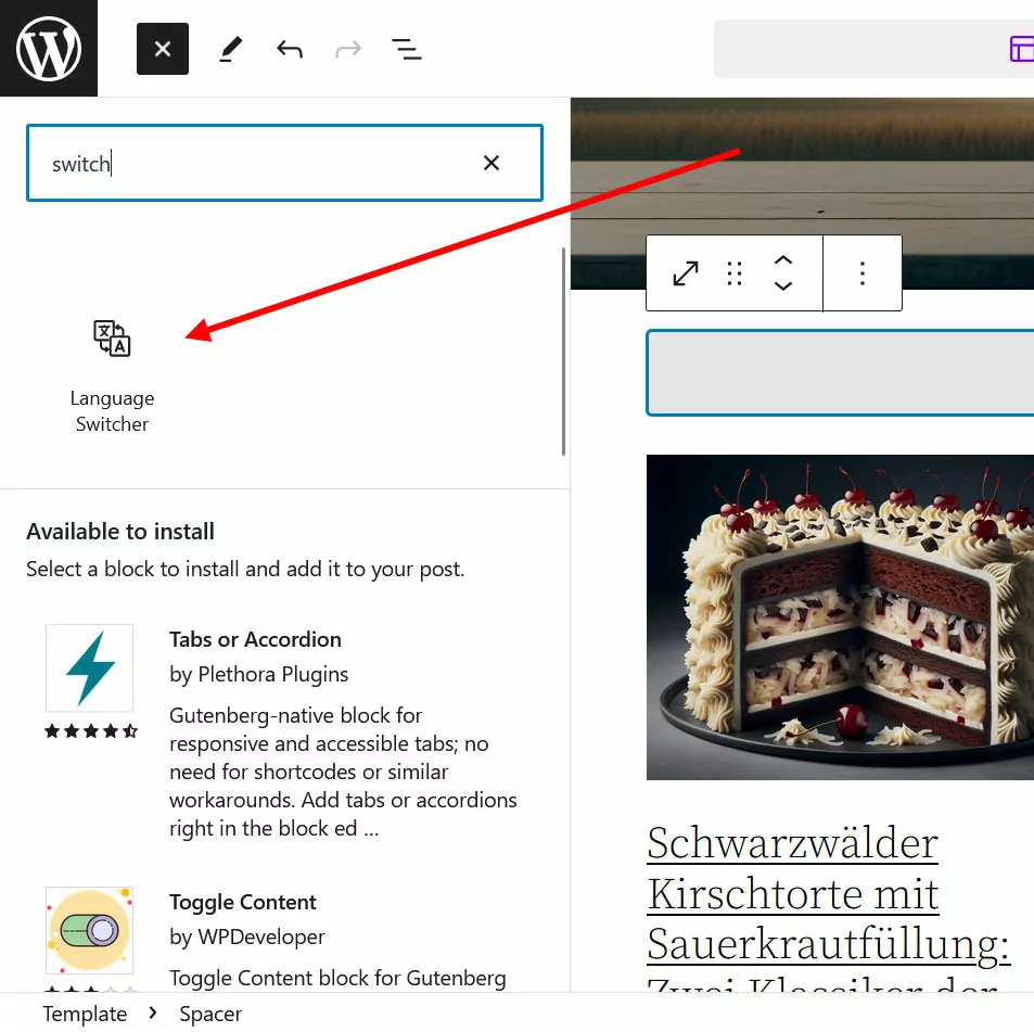 translatepress language switcher block