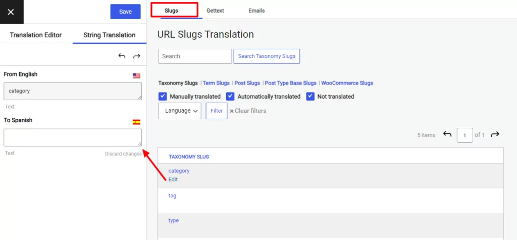 Translating URL slugs