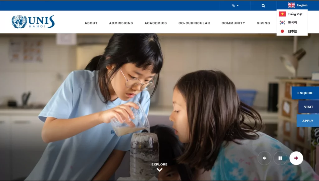 unishanoi website multilingual switcher