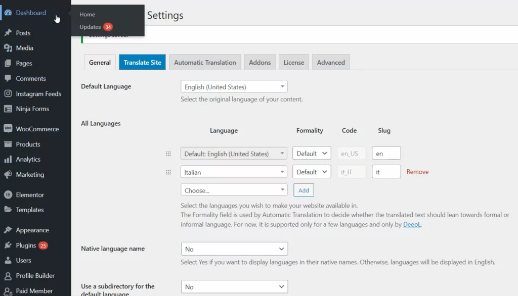 wordpress update translations