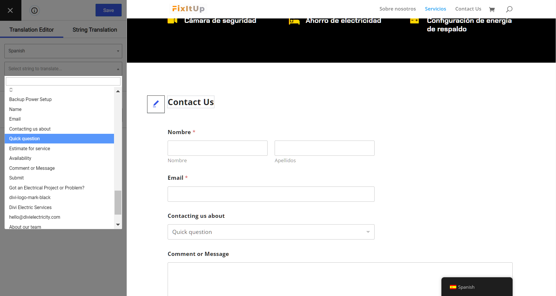 WPForms translating with string list feature instead of visual