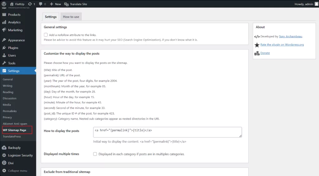 WP Sitemap Page sitemap plugin