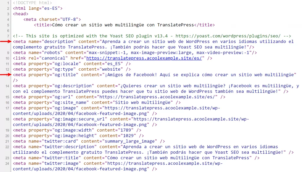 translated yoast seo metadata